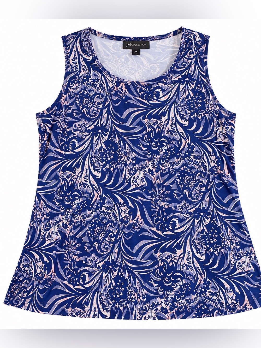 JM Collection Blue and Pink Patterned Top